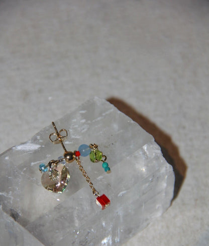 Sparkling Heart Colorful Beads Earrings