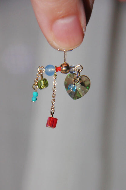 Sparkling Heart Colorful Beads Earrings