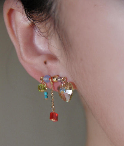 Sparkling Heart Colorful Beads Earrings