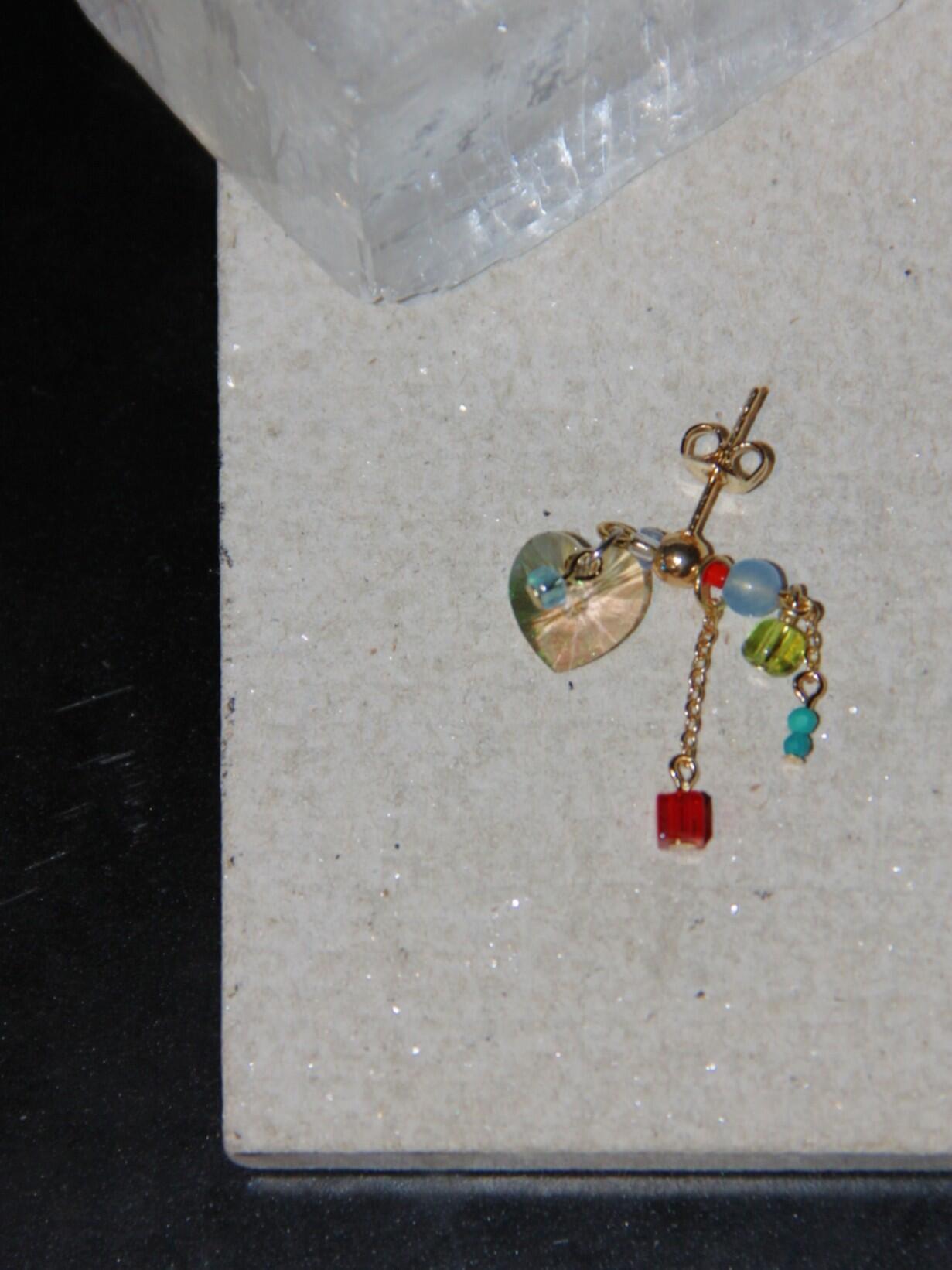 Sparkling Heart Colorful Beads Earrings