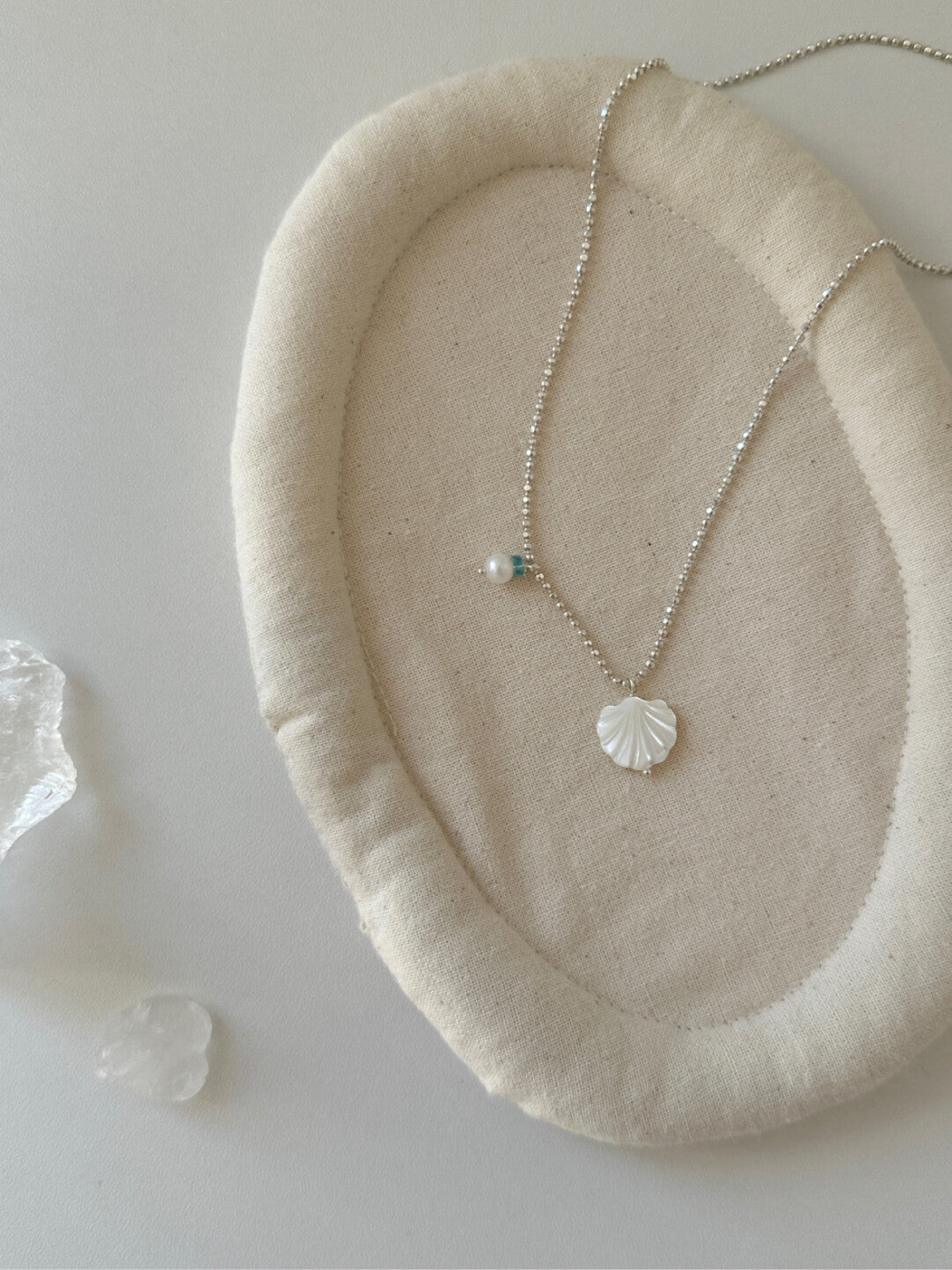 Sparkling Nacre Shell Silver Necklace