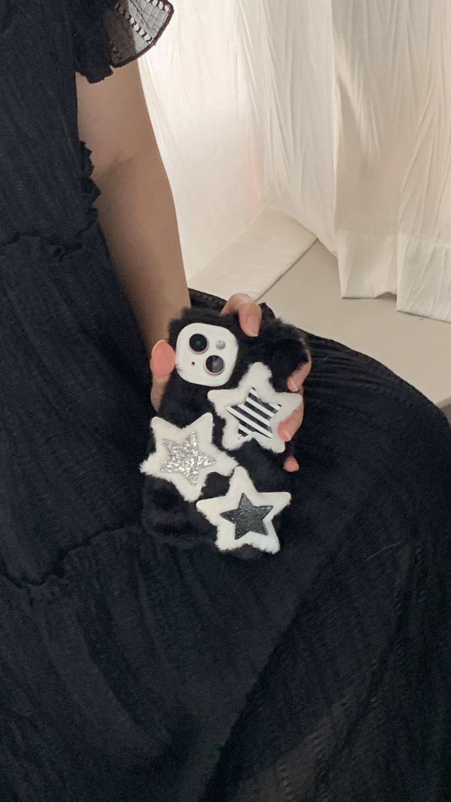 Sparkling Star Patch Furry Phone Case