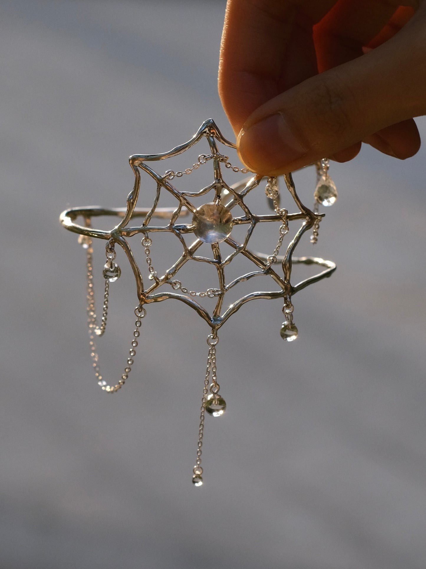 Spiderweb Crystal Silver Arm Cuff