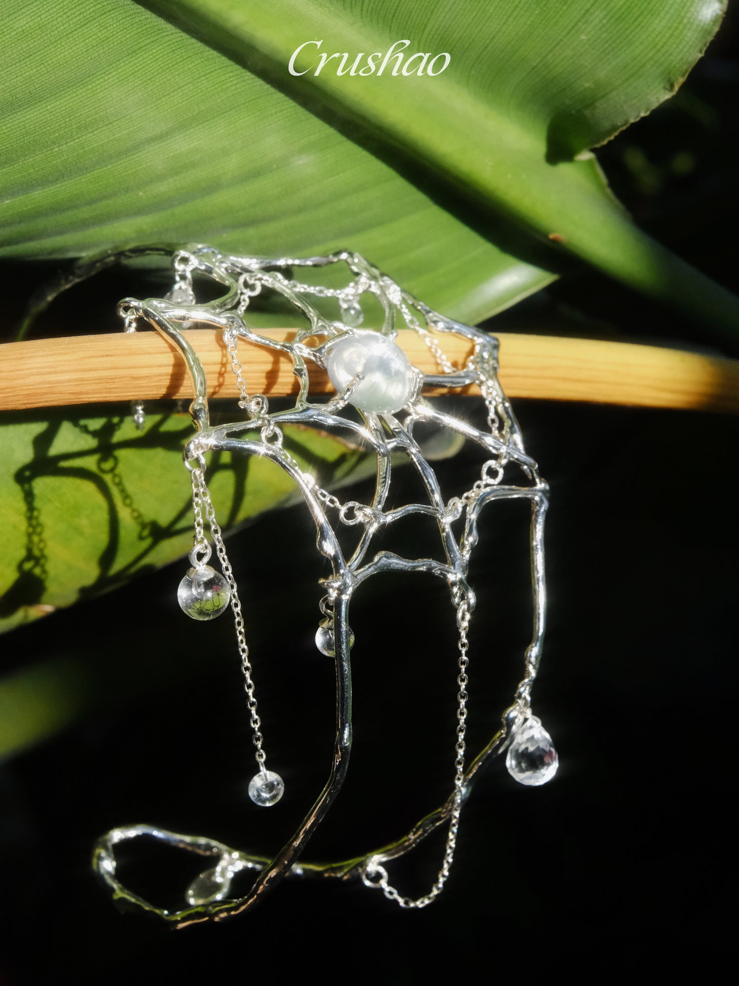 Spiderweb Crystal Silver Arm Cuff