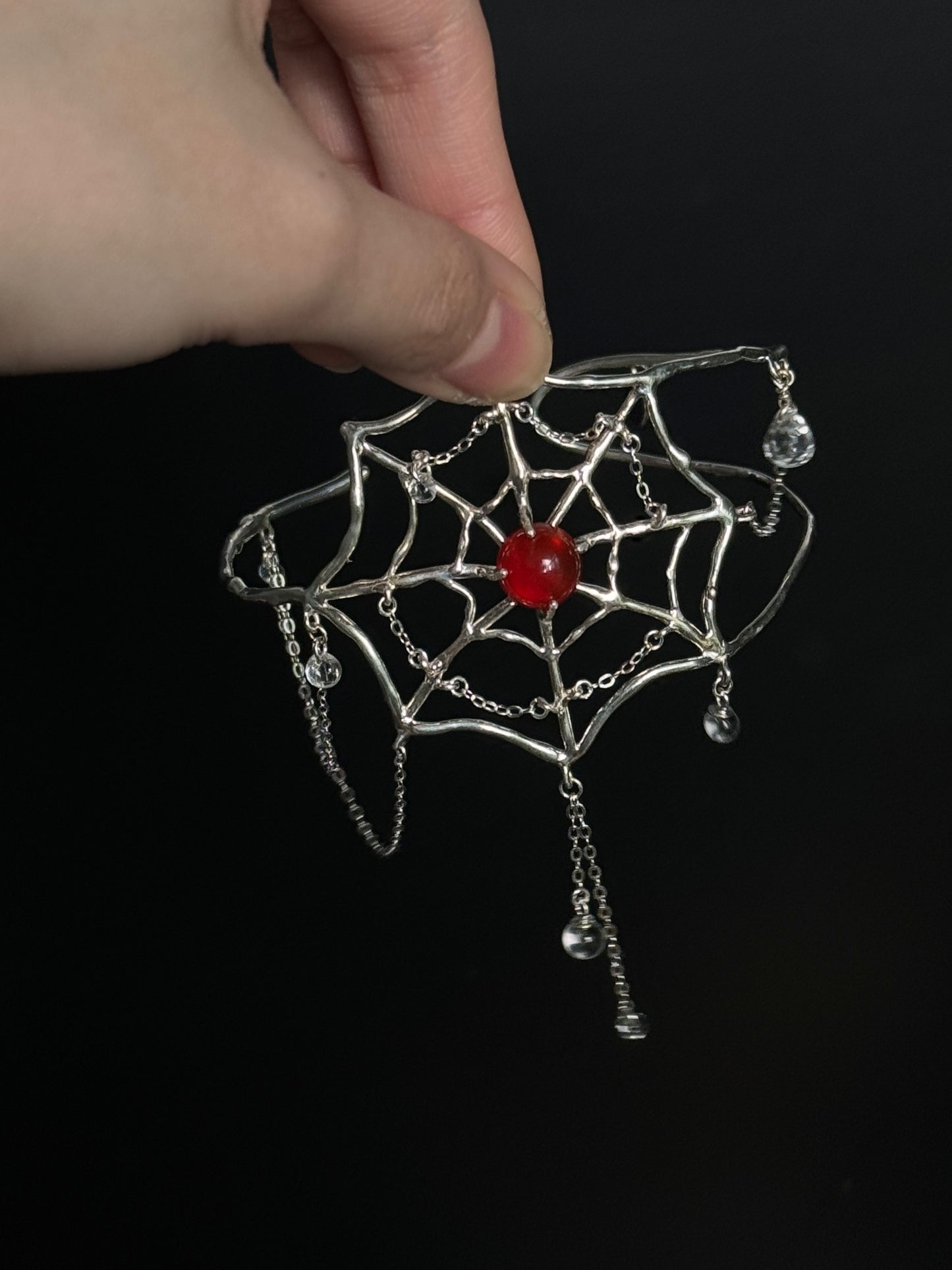 Spiderweb Crystal Silver Arm Cuff