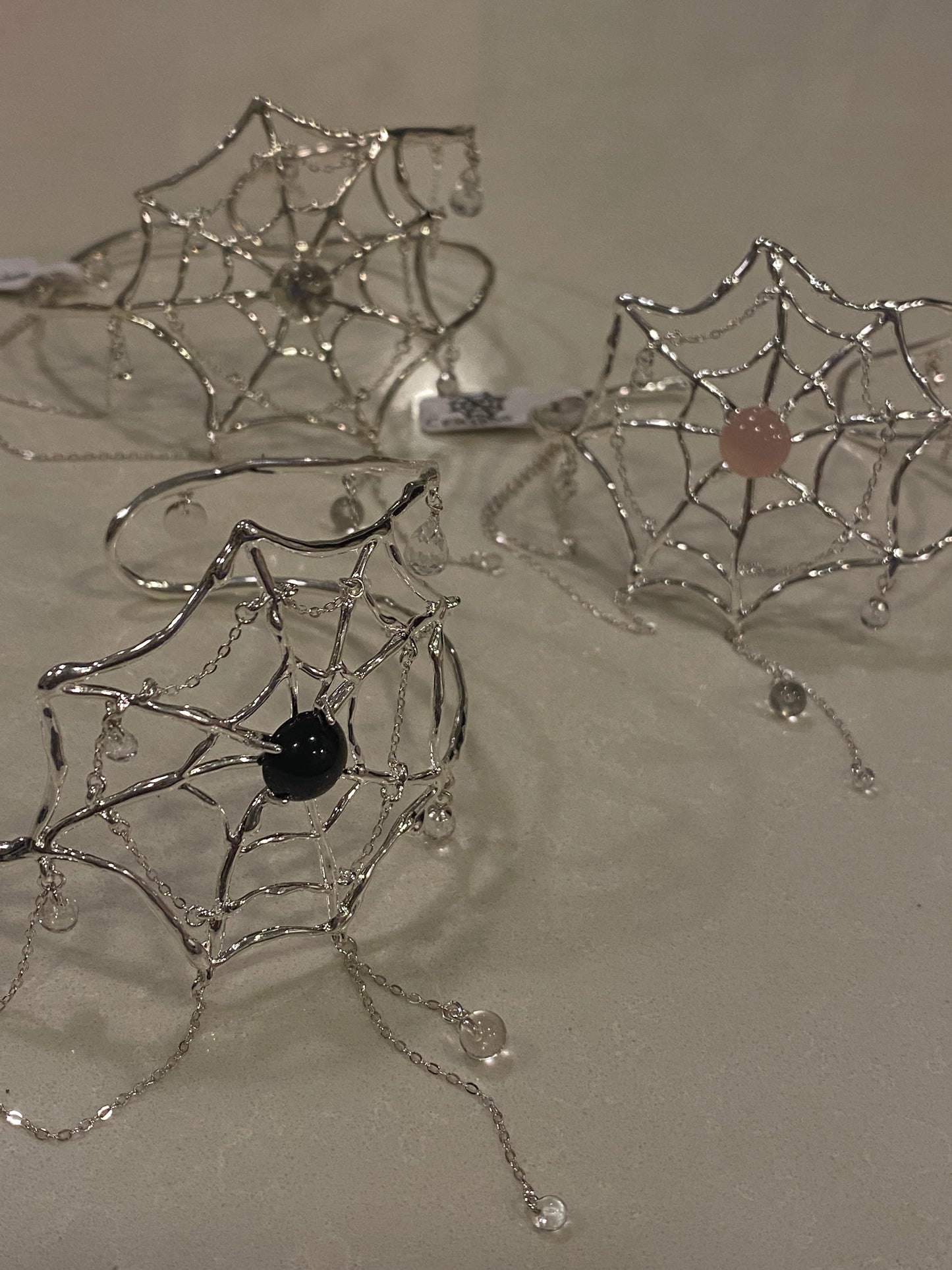 Spiderweb Crystal Silver Arm Cuff