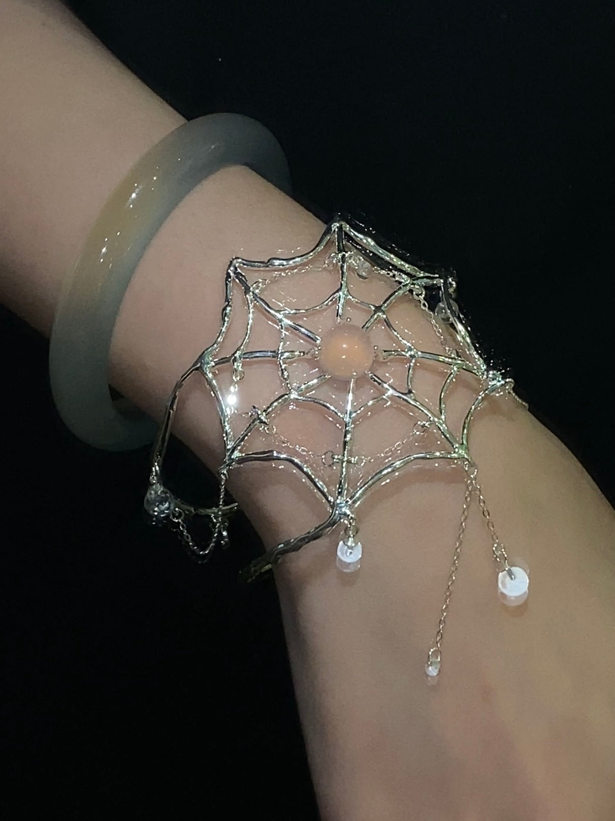 Spiderweb Crystal Silver Arm Cuff