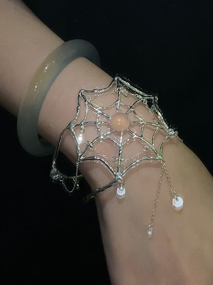 Spiderweb Crystal Silver Arm Cuff