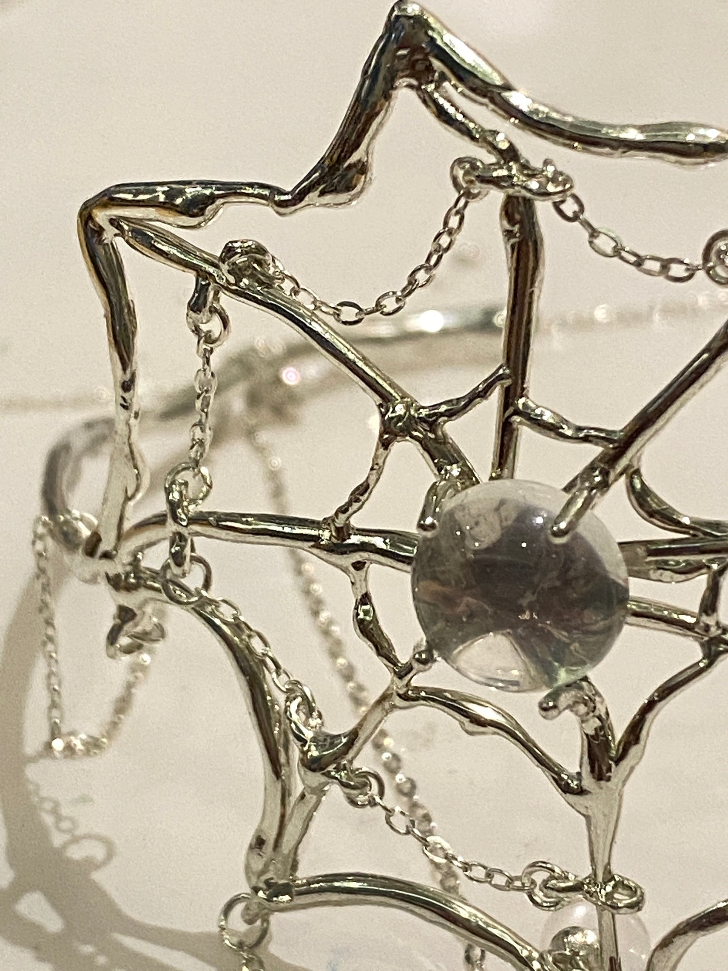 Spiderweb Crystal Silver Arm Cuff