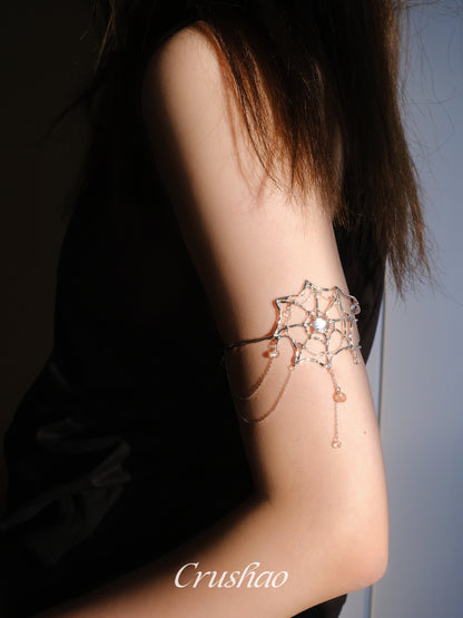 Spiderweb Crystal Silver Arm Cuff