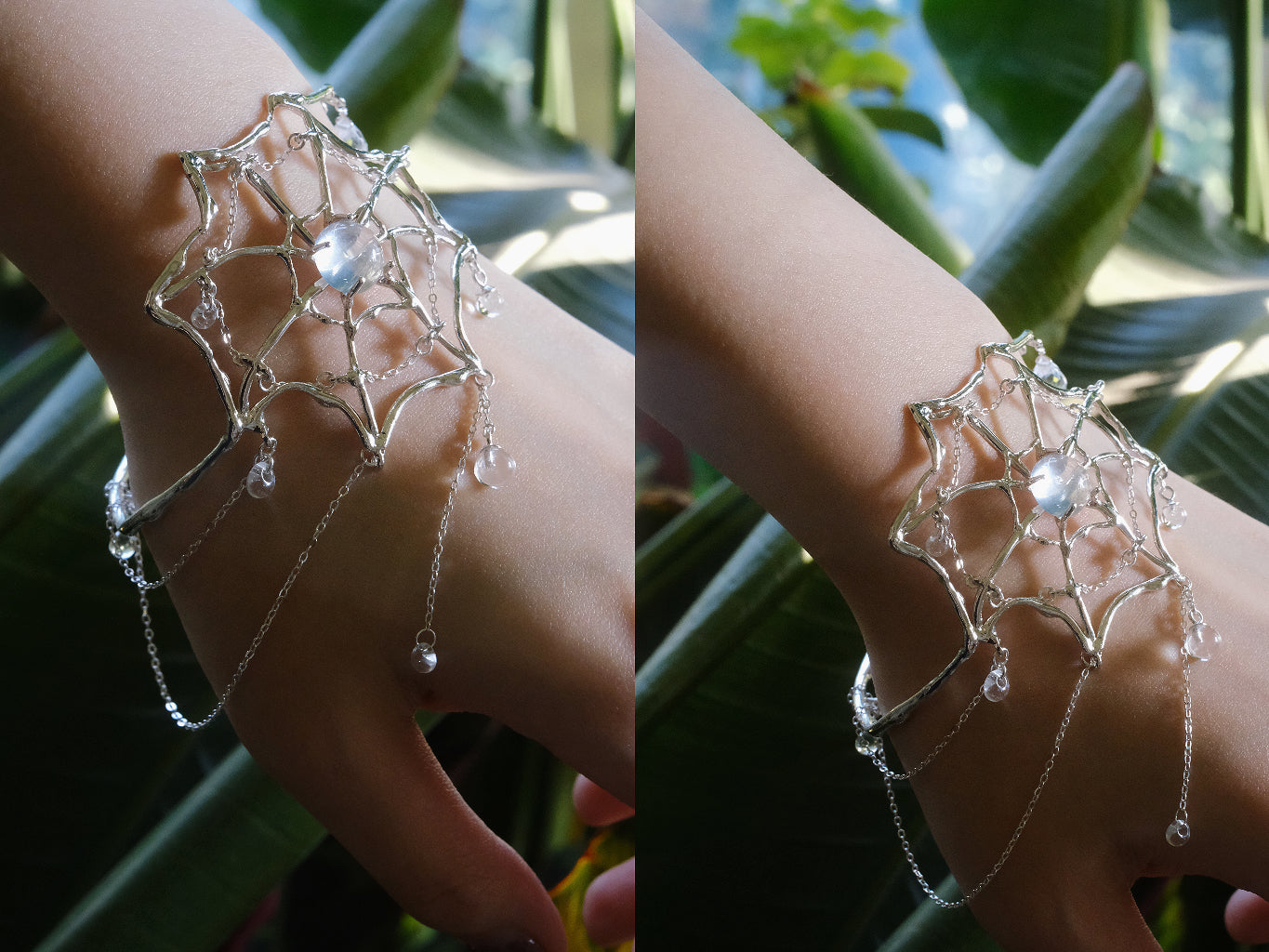 Spiderweb Crystal Silver Arm Cuff