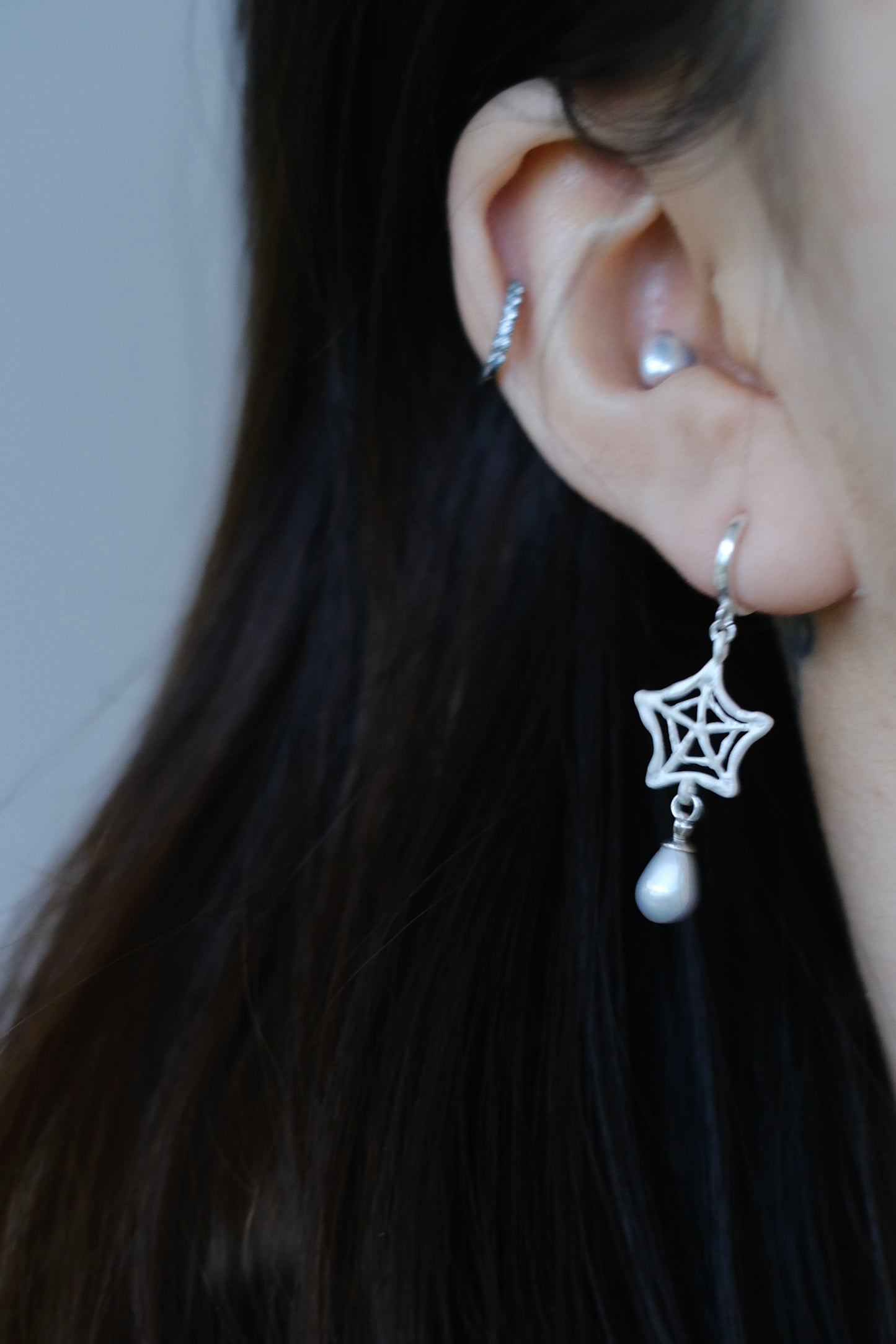 Spiderweb Crystal Silver Earring