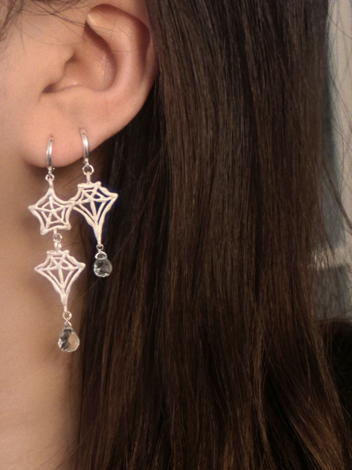 Spiderweb Crystal Silver Earring
