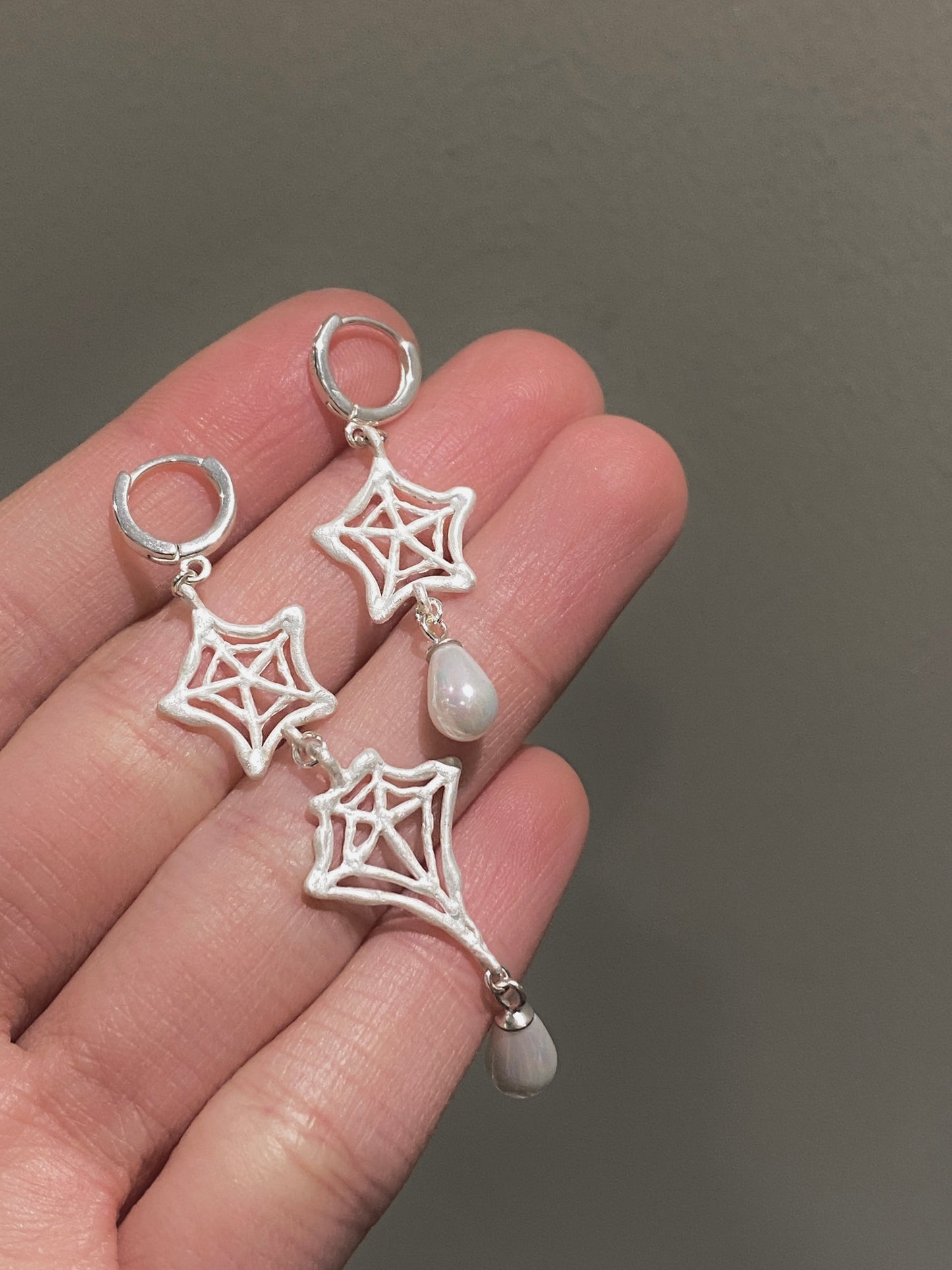 Spiderweb Crystal Silver Earring