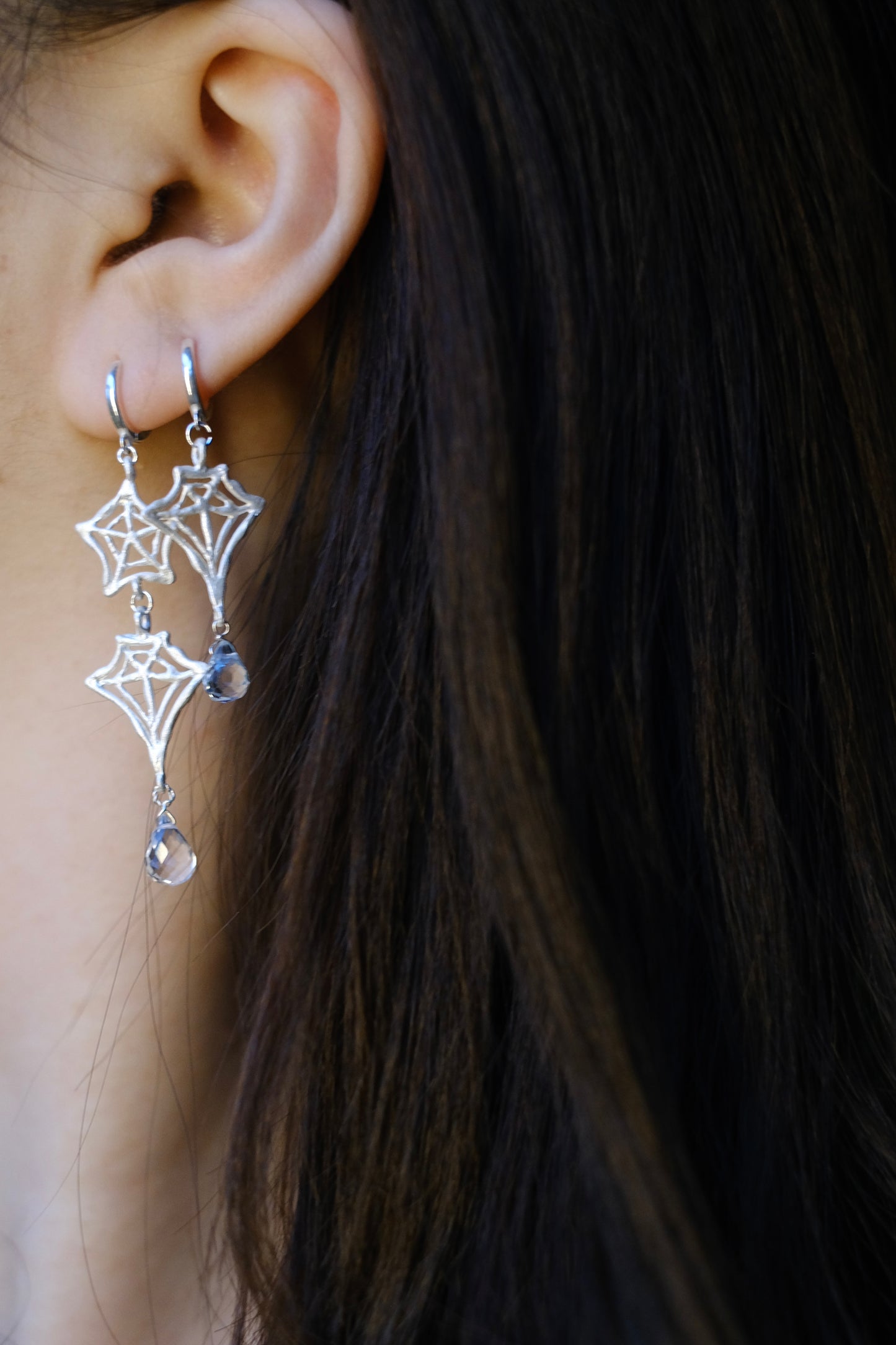 Spiderweb Crystal Silver Earring