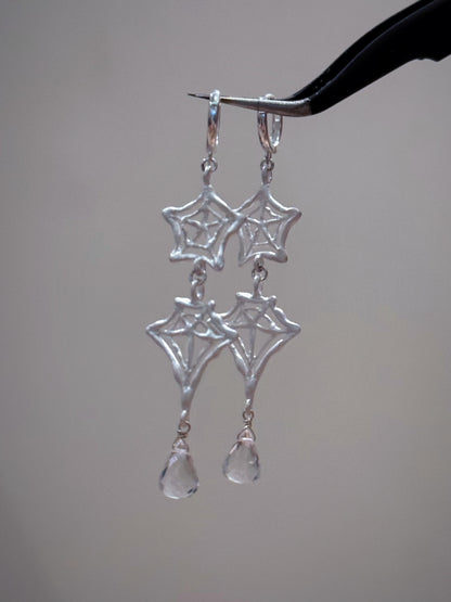 Spiderweb Crystal Silver Earring