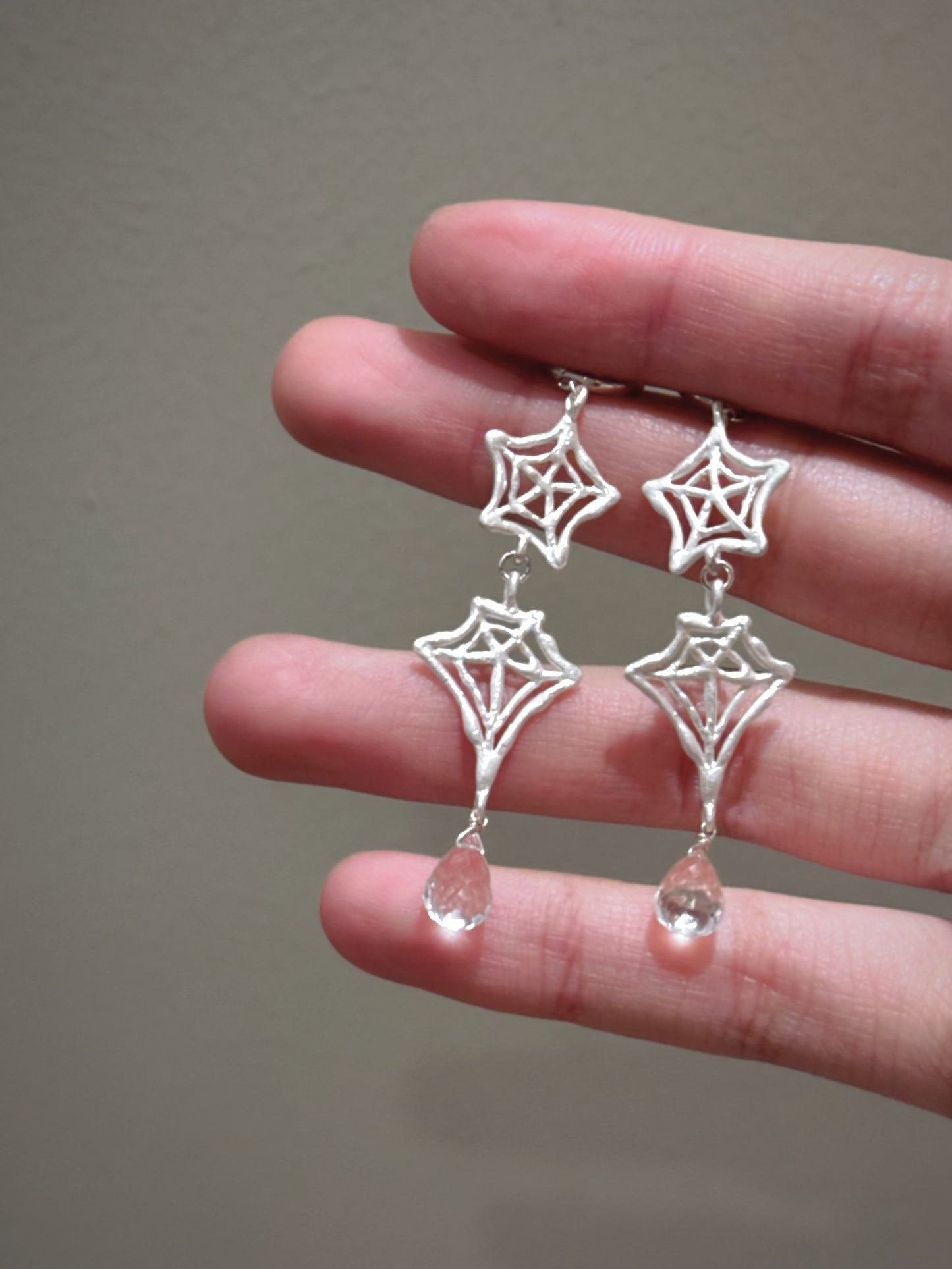 Spiderweb Crystal Silver Earring