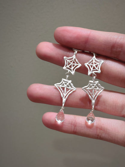 Spiderweb Crystal Silver Earring