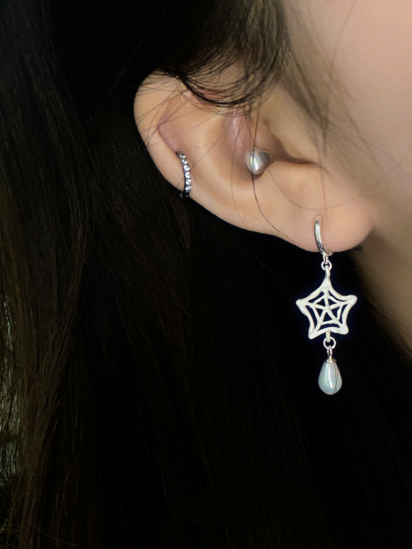 Spiderweb Crystal Silver Earring