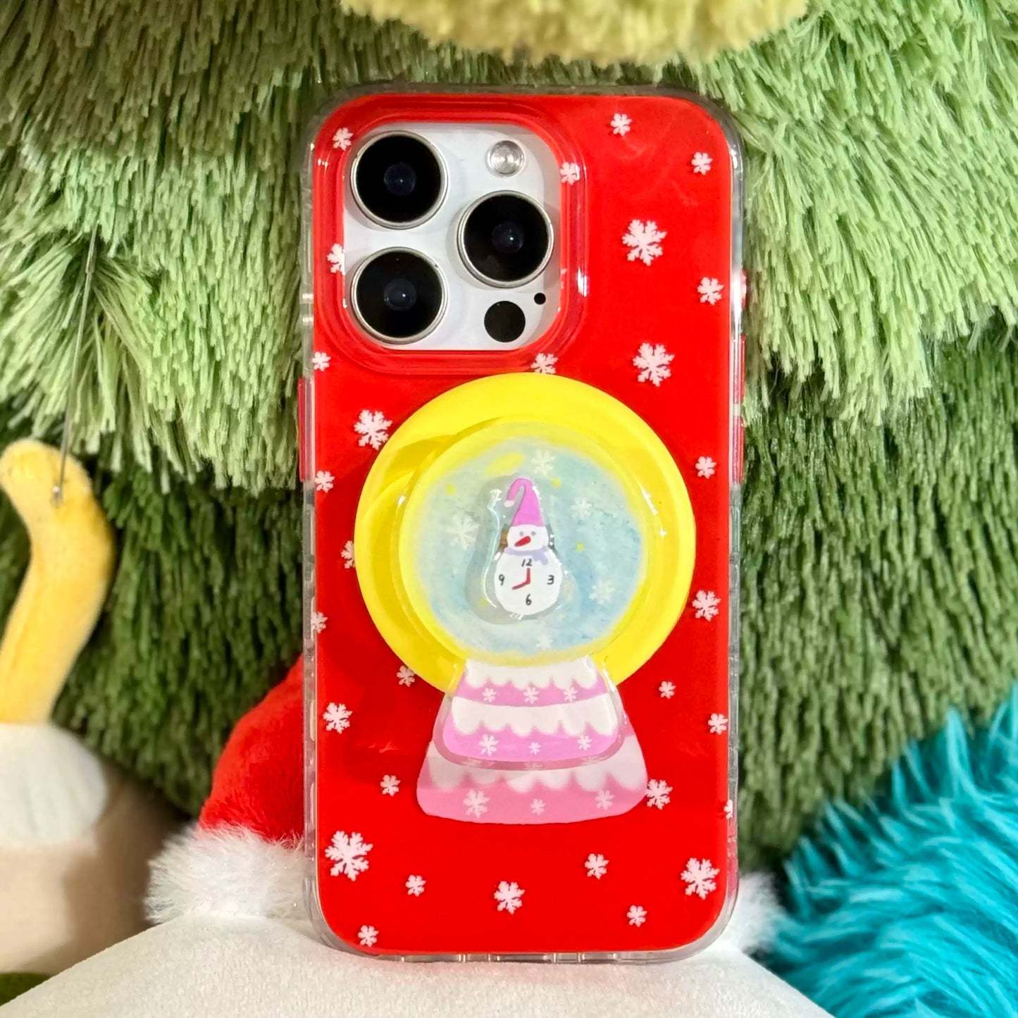 Spinning Snowman: Good Luck Globe Magnetic Phone Stand