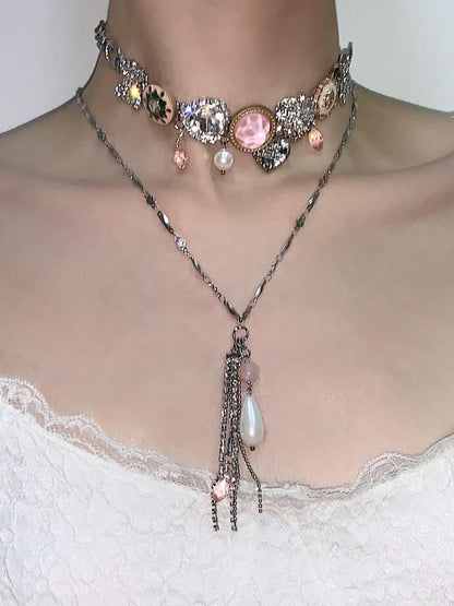 Spring Ballet Layered Tassel Choker