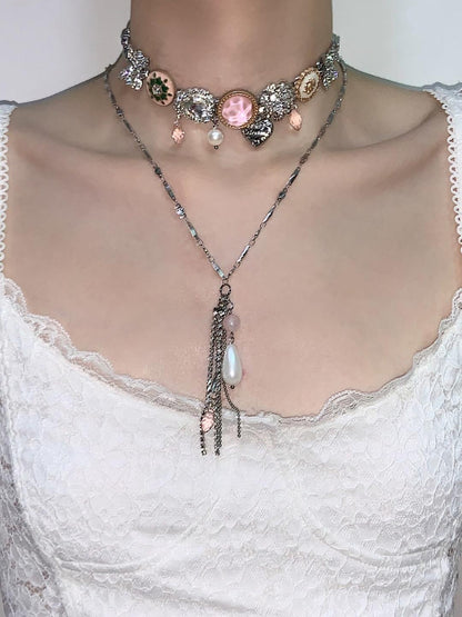 Spring Ballet Layered Tassel Choker