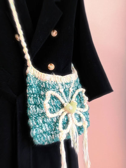 Spring Butterfly Crochet Crossbody Bag