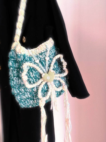 Spring Butterfly Crochet Crossbody Bag