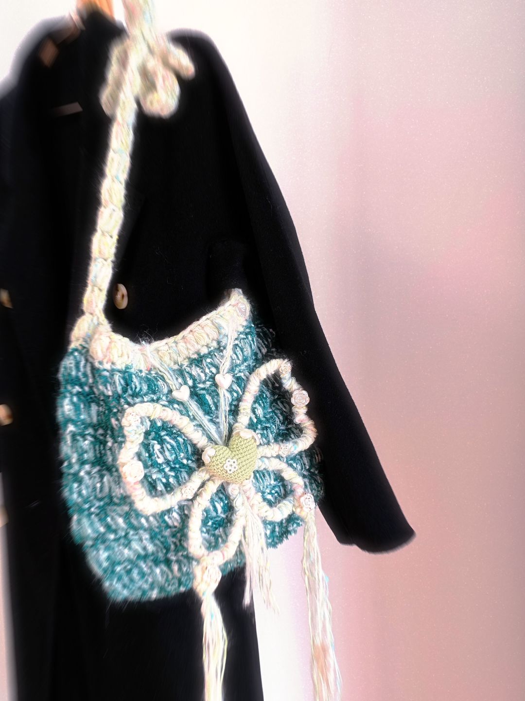 Spring Butterfly Crochet Crossbody Bag