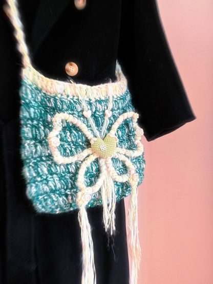 Spring Butterfly Crochet Crossbody Bag
