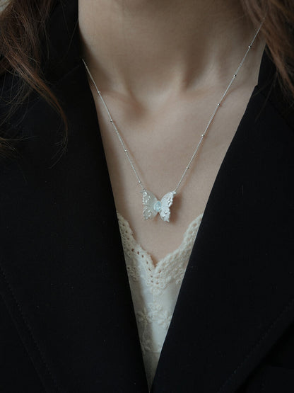 Star Moon Butterfly Silver Necklace