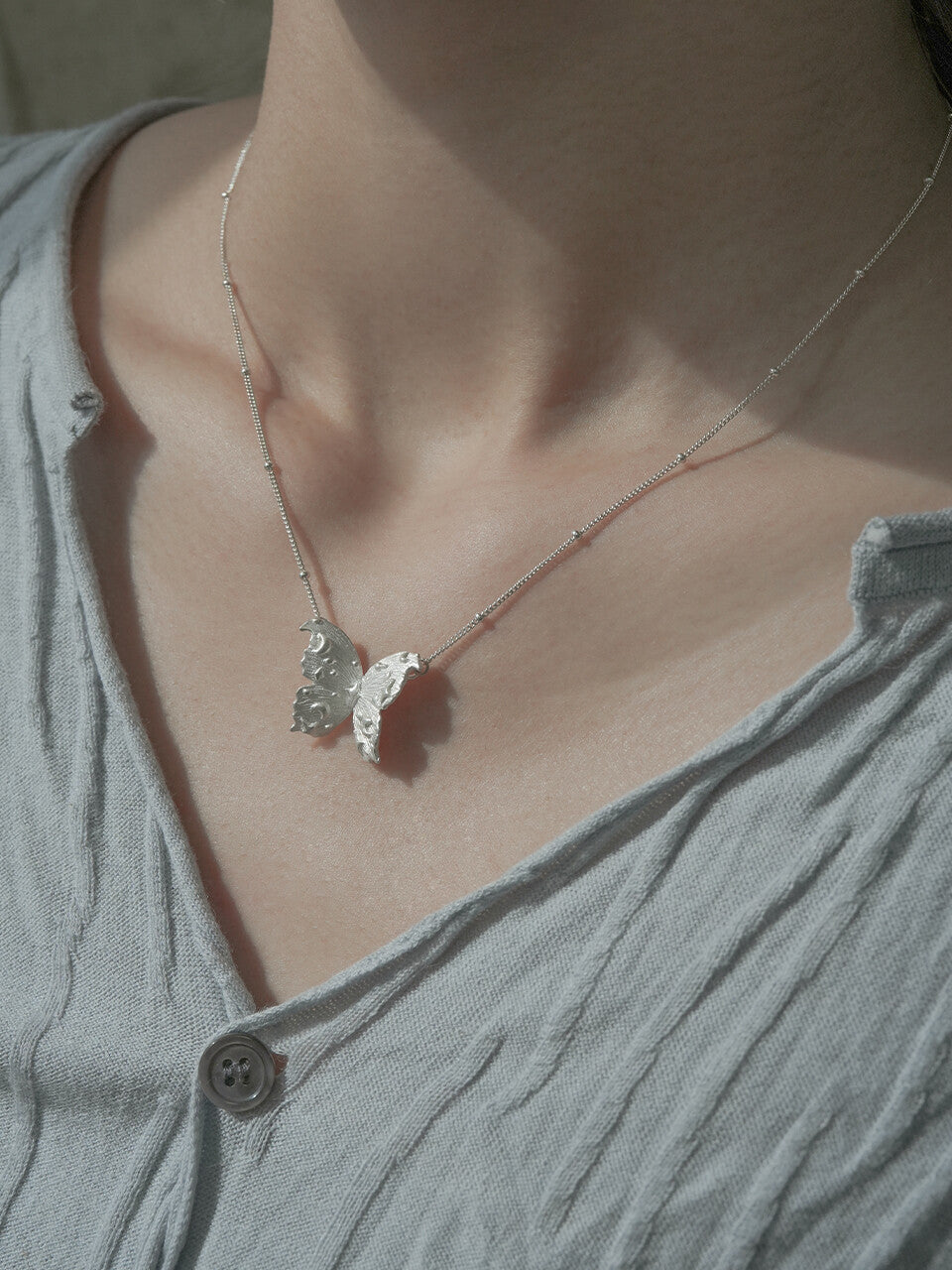 Star Moon Butterfly Silver Necklace