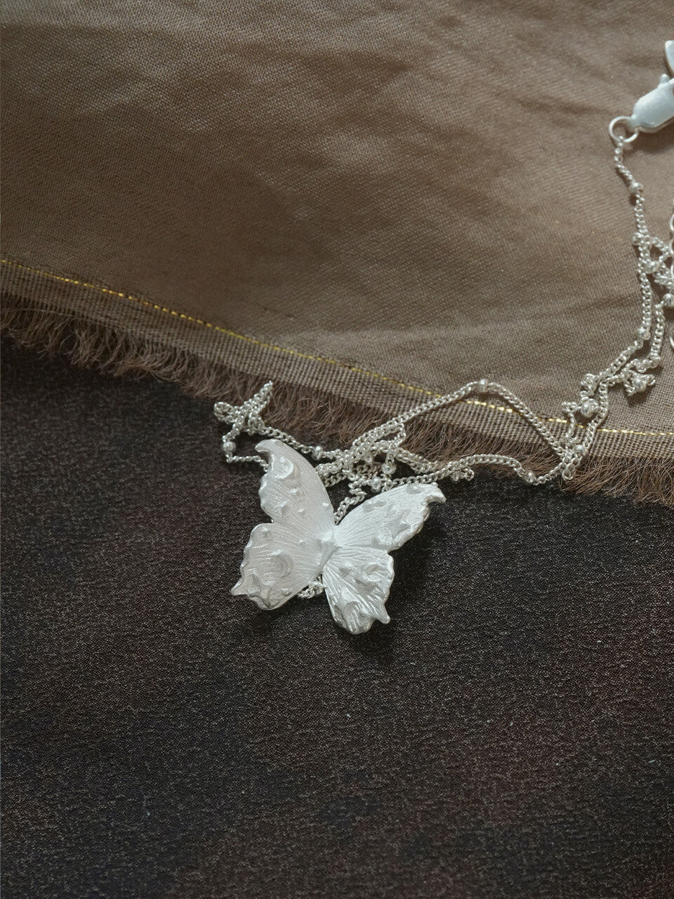 Star Moon Butterfly Silver Necklace