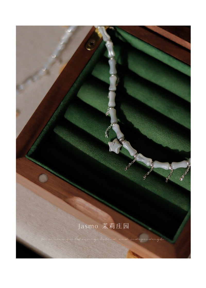 Star Pendant Bamboo Knot Beaded Necklace