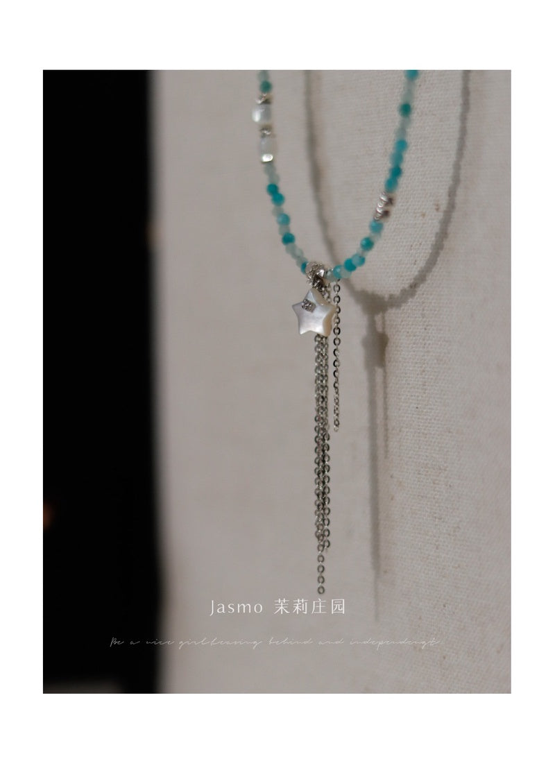 Star Pendant Tassel Beaded Necklace
