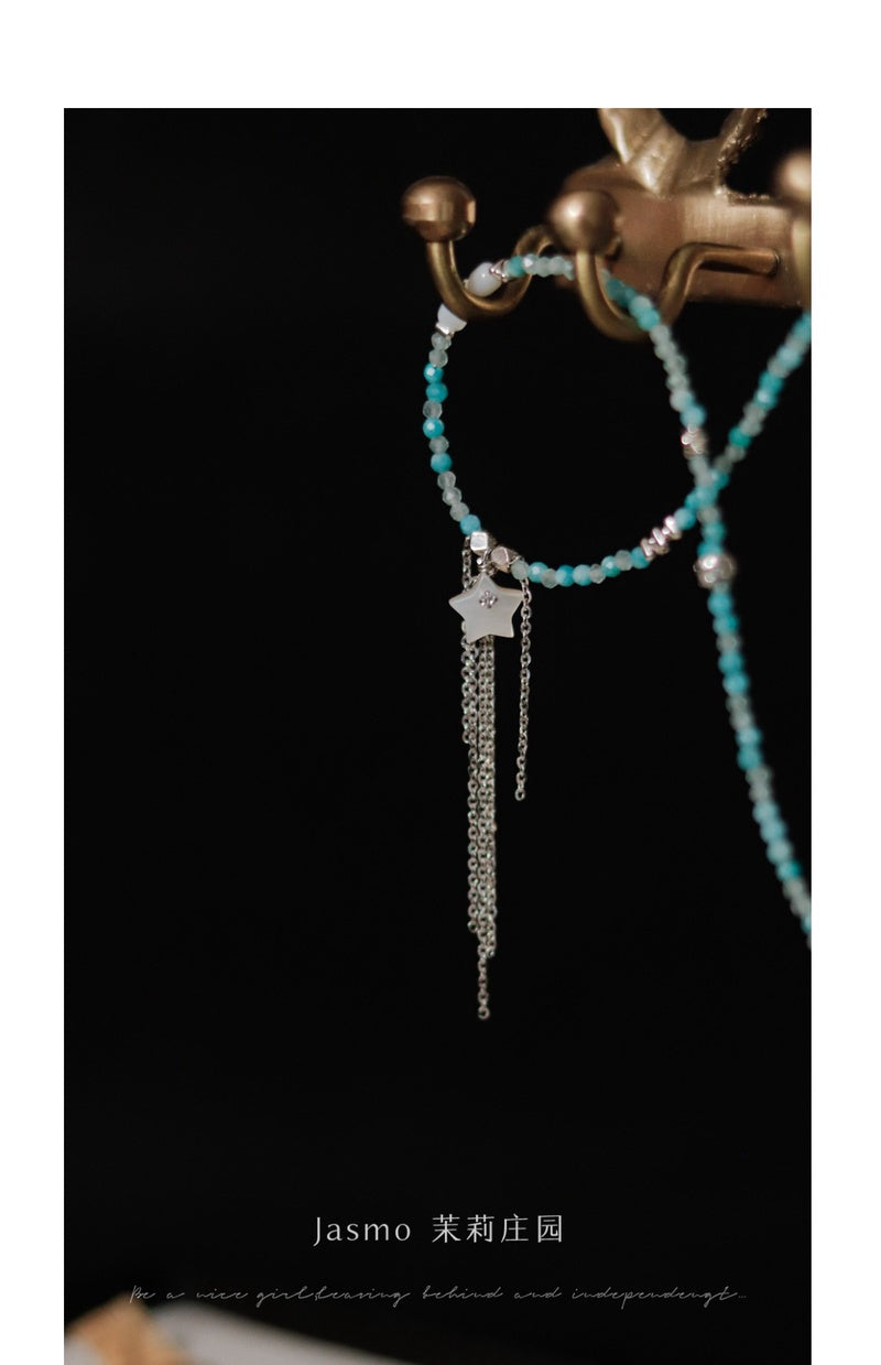 Star Pendant Tassel Beaded Necklace