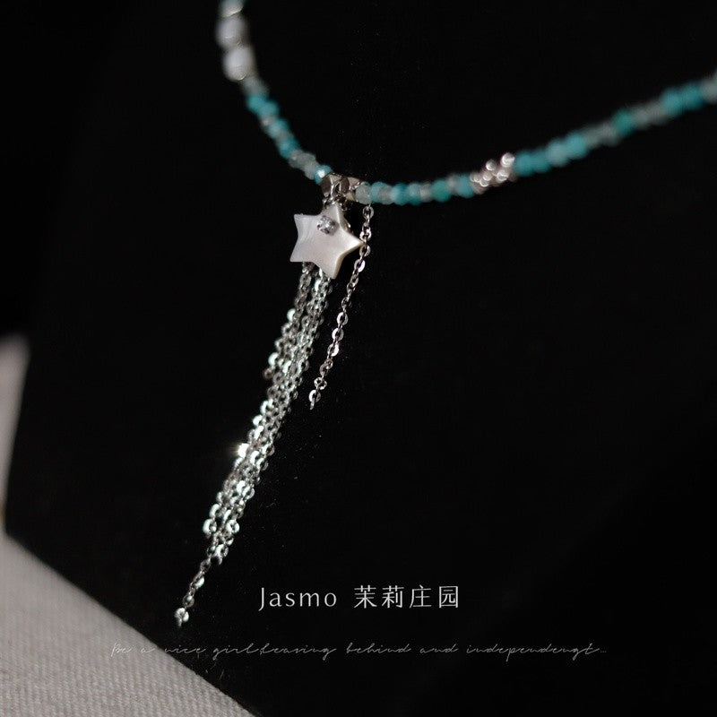Star Pendant Tassel Beaded Necklace