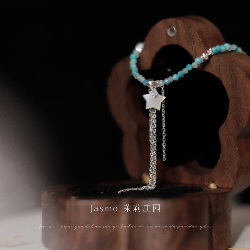 Star Pendant Tassel Beaded Necklace