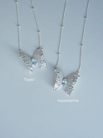 Star Moon Butterfly Silver Necklace