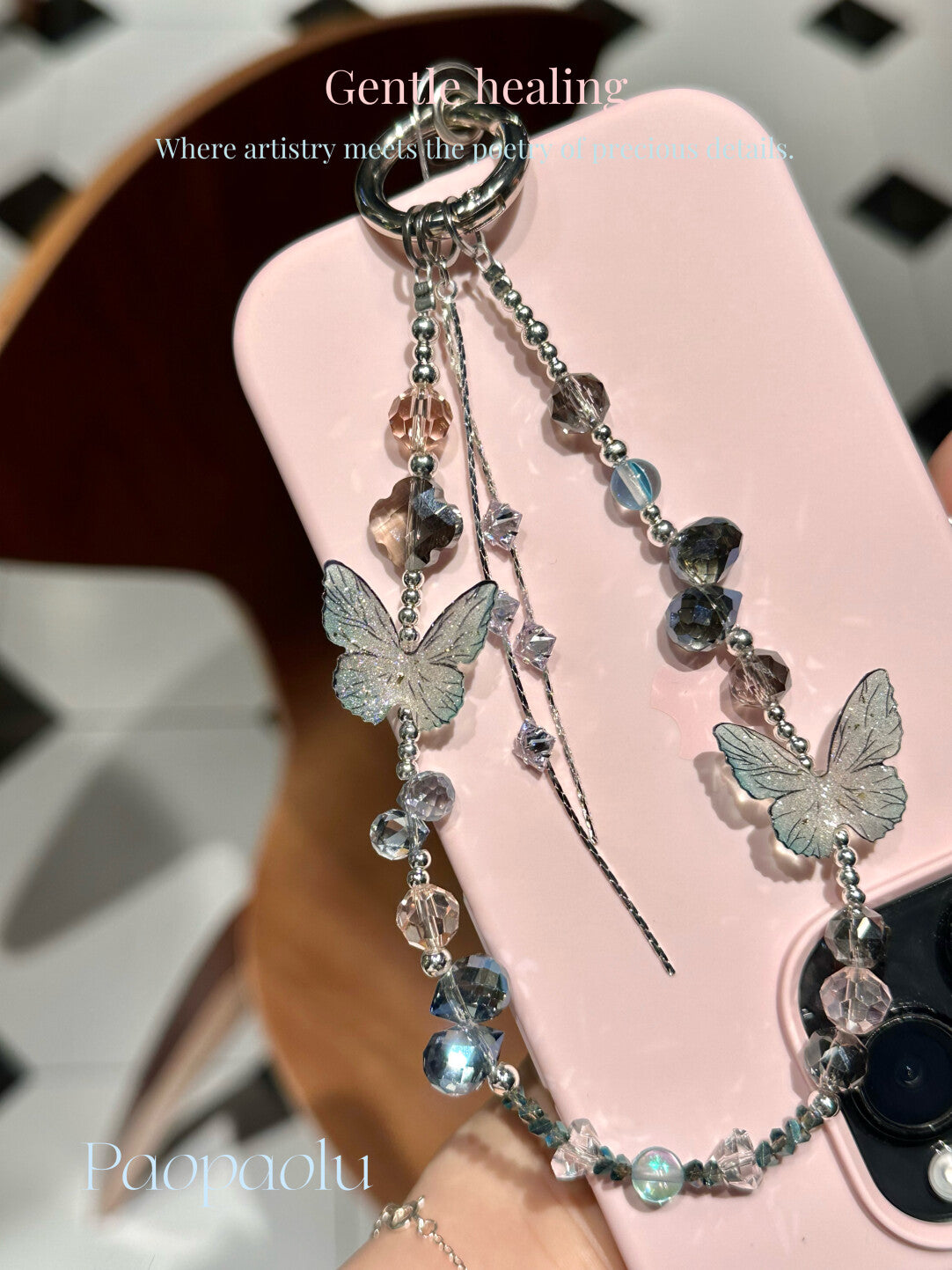 Starlight Butterfly Beaded Phone Charm
