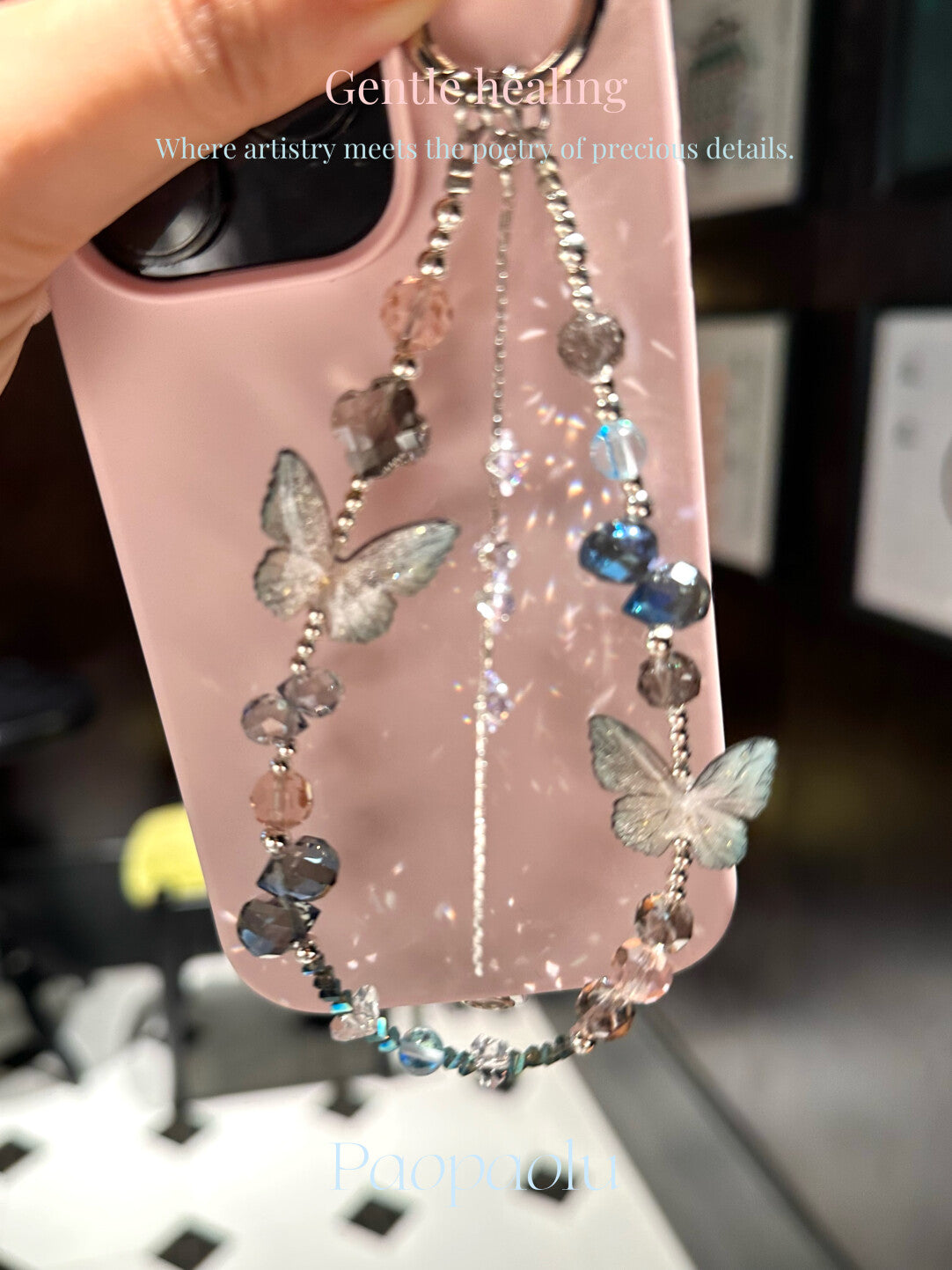 Starlight Butterfly Beaded Phone Charm