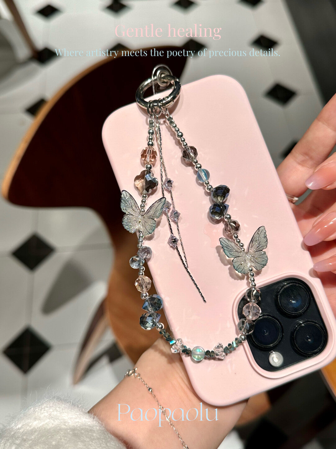 Starlight Butterfly Beaded Phone Charm
