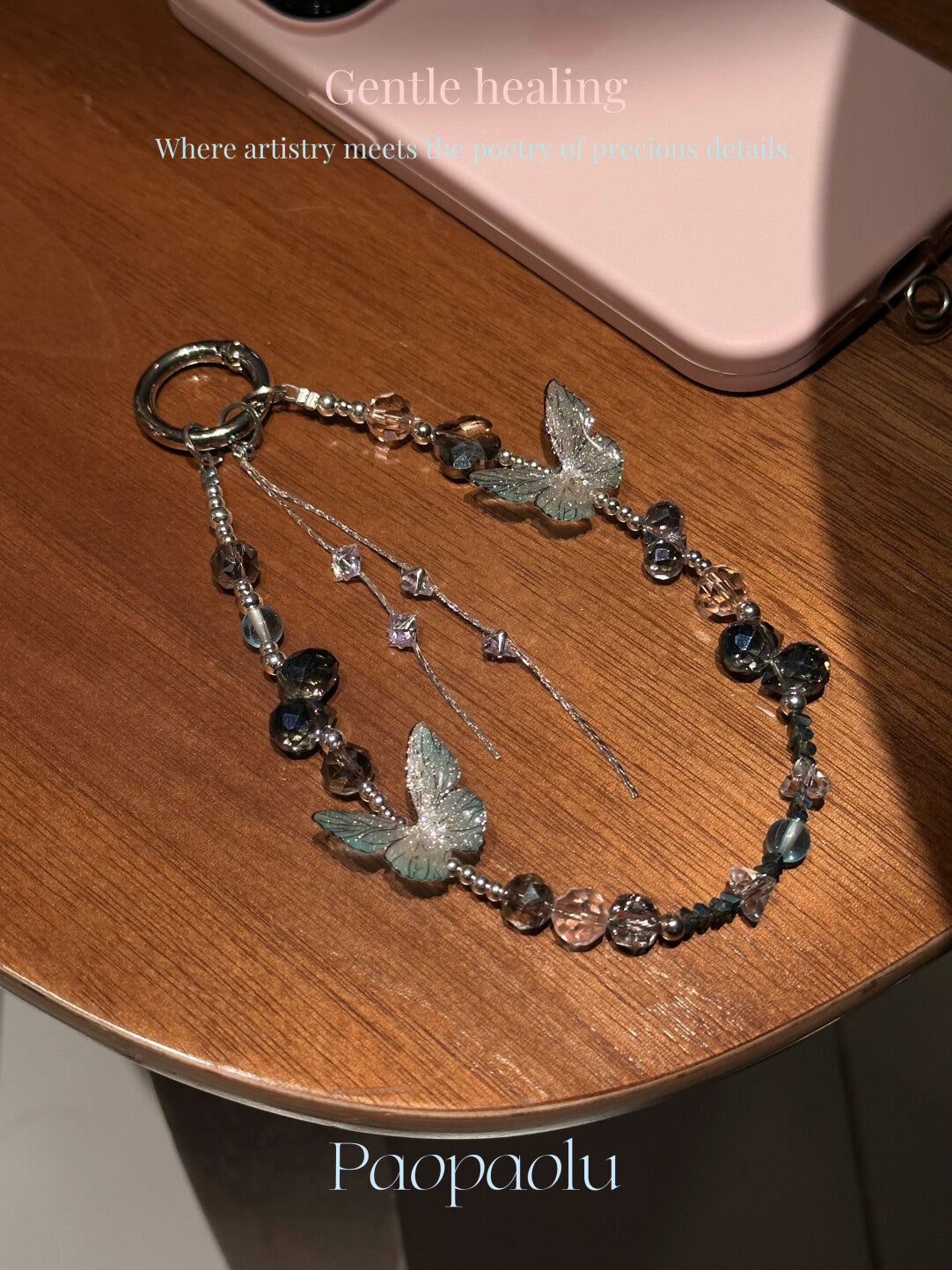 Starlight Butterfly Beaded Phone Charm