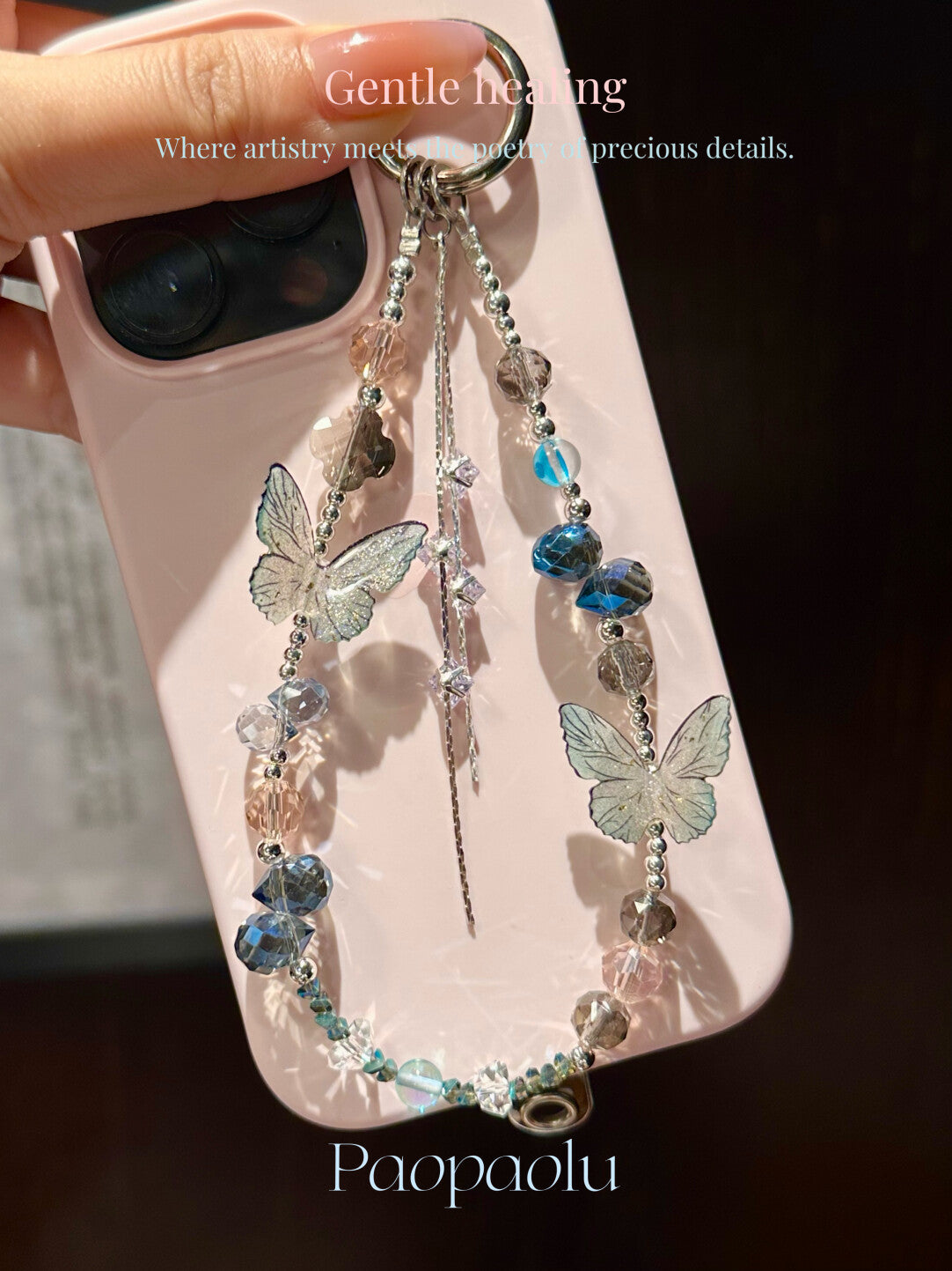 Starlight Butterfly Beaded Phone Charm