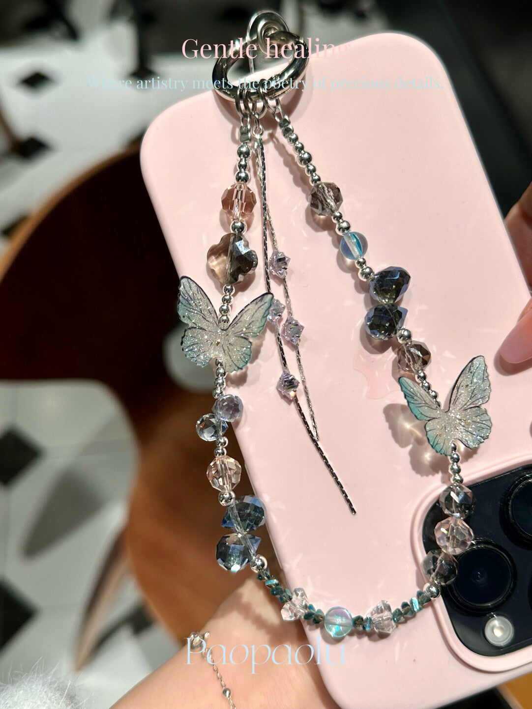 Starlight Butterfly Beaded Phone Charm