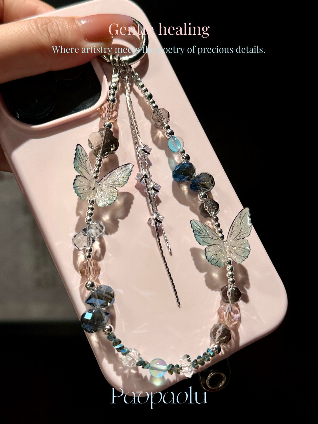 Starlight Butterfly Beaded Phone Charm