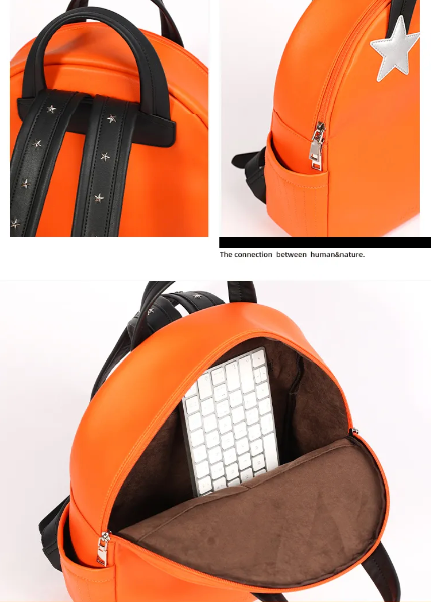 Stars Patch Leather Backpack
