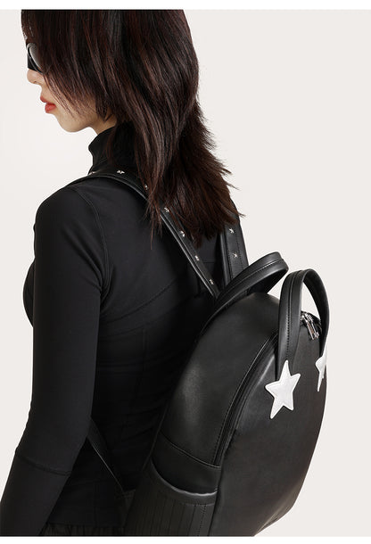 Stars Patch Leather Backpack