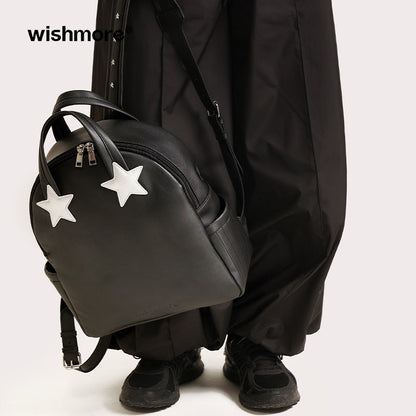 Stars Patch Leather Backpack