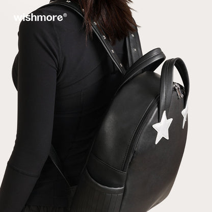 Stars Patch Leather Backpack